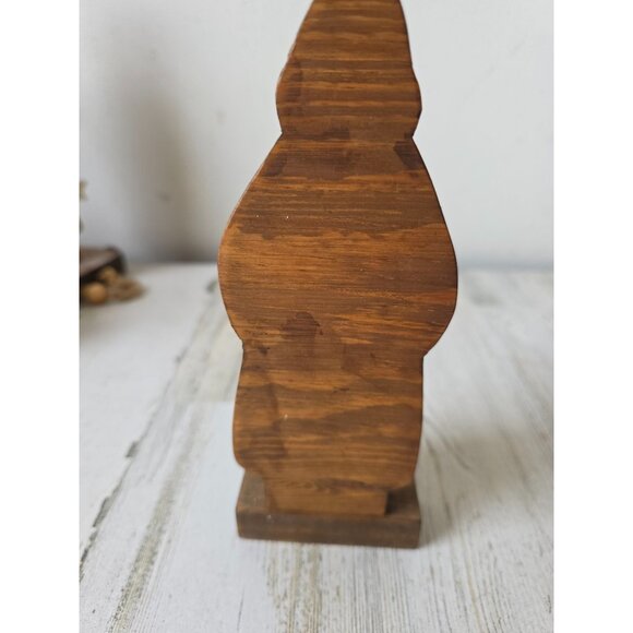 Vintage wooden primitive Santa basket burlap figurine statue decor Xmas - Picture 2 of 8